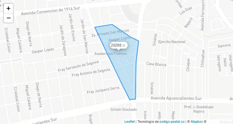 Código Postal Fraccionamiento Fuentes de La Asunción, Aguascalientes - Aguascalientes