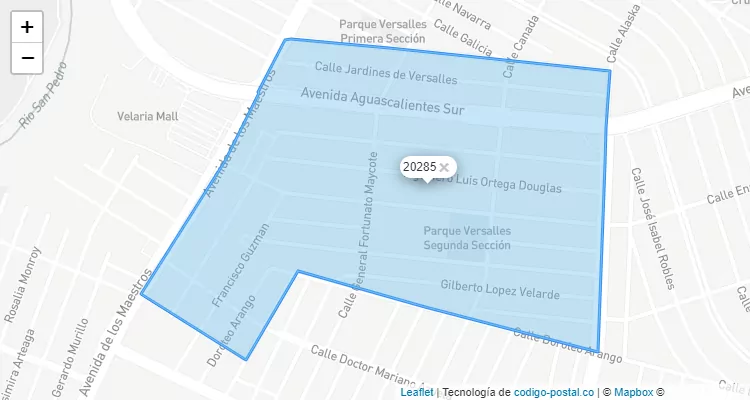 Código Postal Fraccionamiento Versalles 2a Sección, Aguascalientes - Aguascalientes