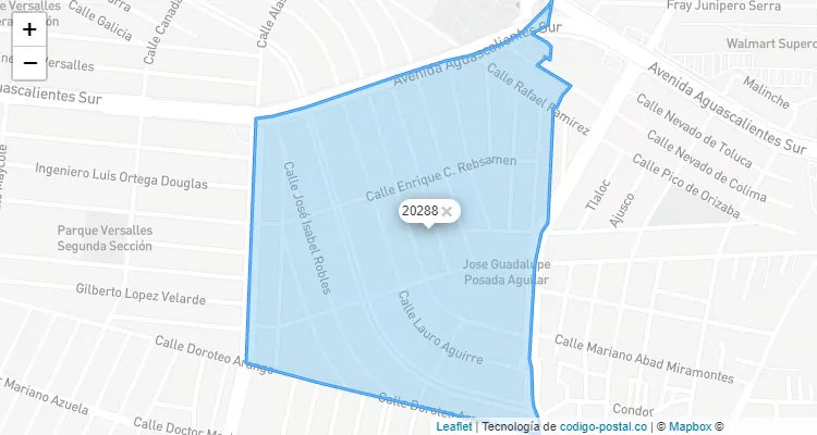 Código Postal Fraccionamiento Bulevares 1a. Sección, Aguascalientes - Aguascalientes