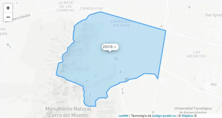 Código Postal Fraccionamiento Lomas del Picacho, Aguascalientes - Aguascalientes