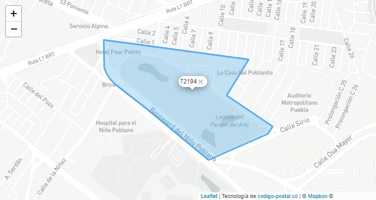 Código Postal Colonia Rinconada Sur Poniente, Puebla - Puebla