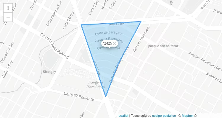 Código Postal Colonia Gabriel Pastor 2a Sección, Puebla - Puebla