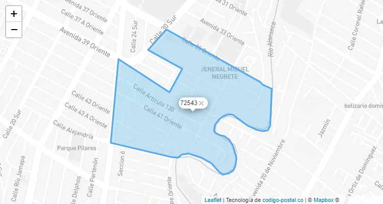 Código Postal Colonia Alseseca, Puebla - Puebla