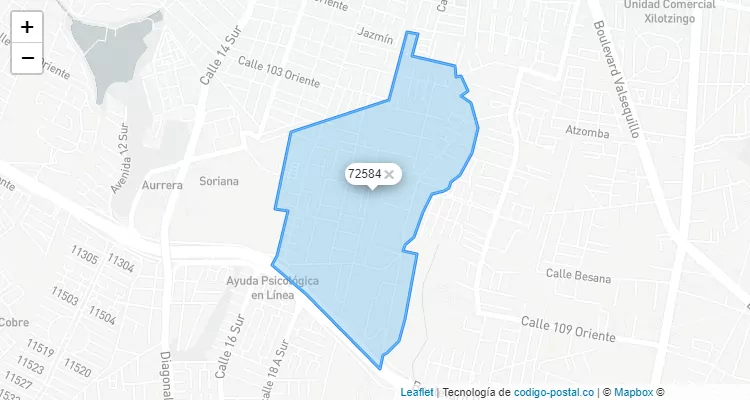 Código Postal Colonia Jardines de Santiago, Puebla - Puebla