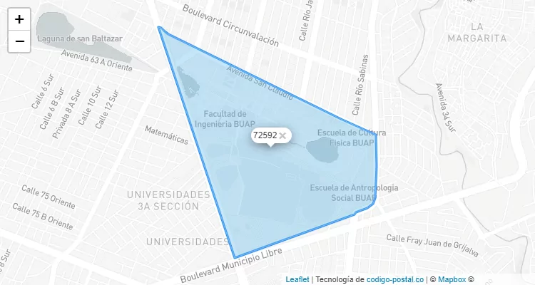 Código Postal Equipamiento Ciudad Universitaria, Puebla - Puebla