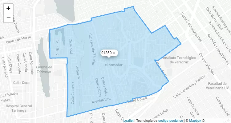 Código Postal Colonia Reserva Tarimoya I, Veracruz - Veracruz