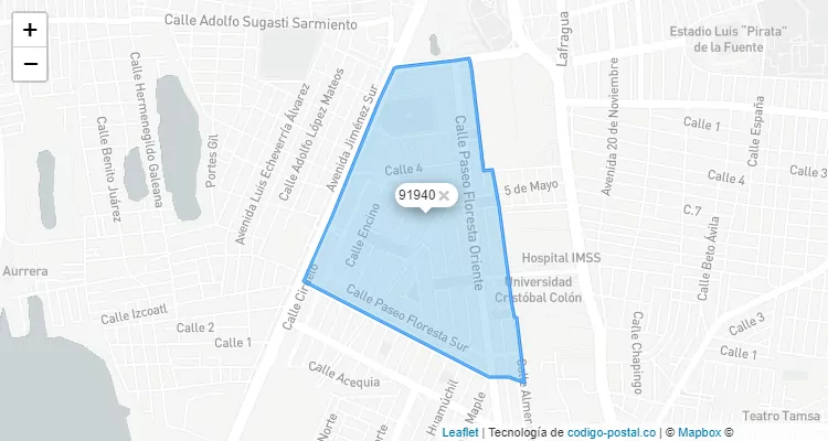 Código Postal Fraccionamiento Floresta, Veracruz - Veracruz