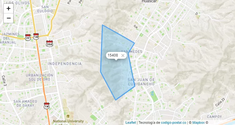 Código Postal 15408 en Perú