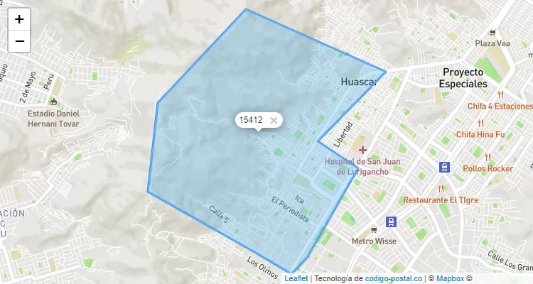 Código Postal 15412 en Perú