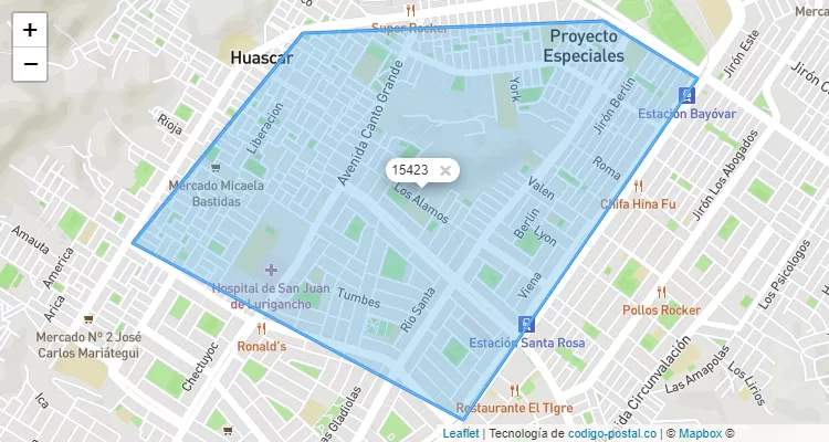 Código Postal 15423 en Perú